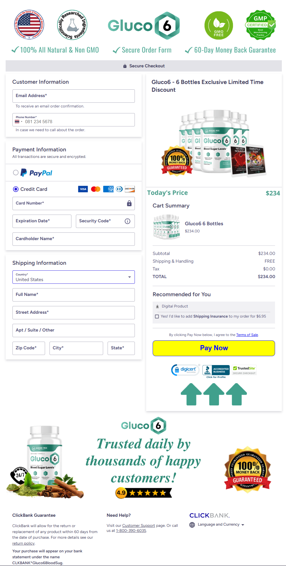 Gluco6 Official Website Secure Order Page